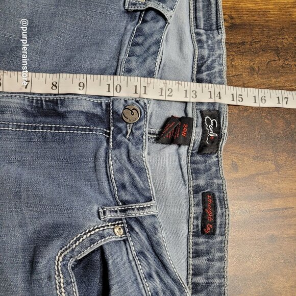 Earl Jeans 24 W Straight High Rise Thick Stitch Embellished Thick Stitch Western - Picture 9 of 13